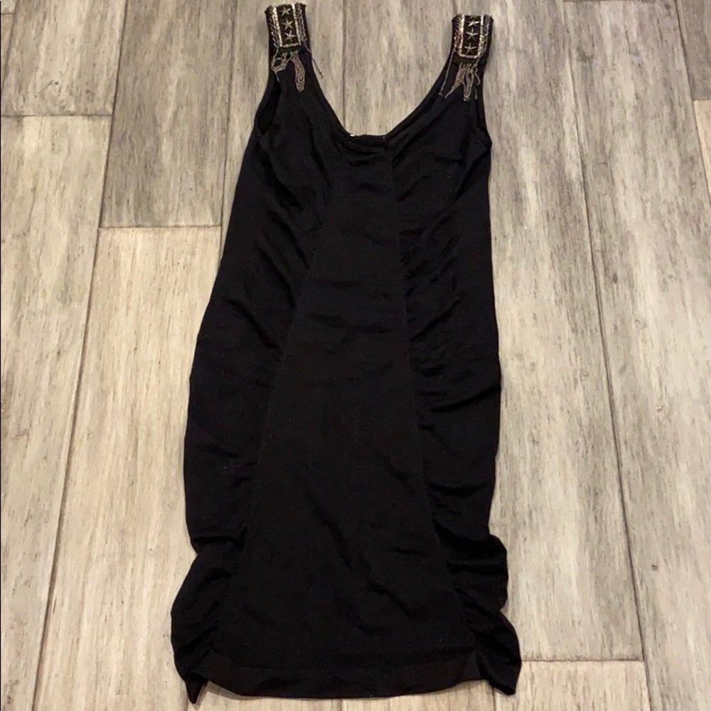 2010-2011 Bebe black accent shoulder tight stretch dress S-M